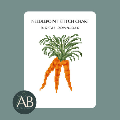 Bundle of Carrots Needlepoint Chart | Spring Garden Digital Canvas Design (Digital Download)